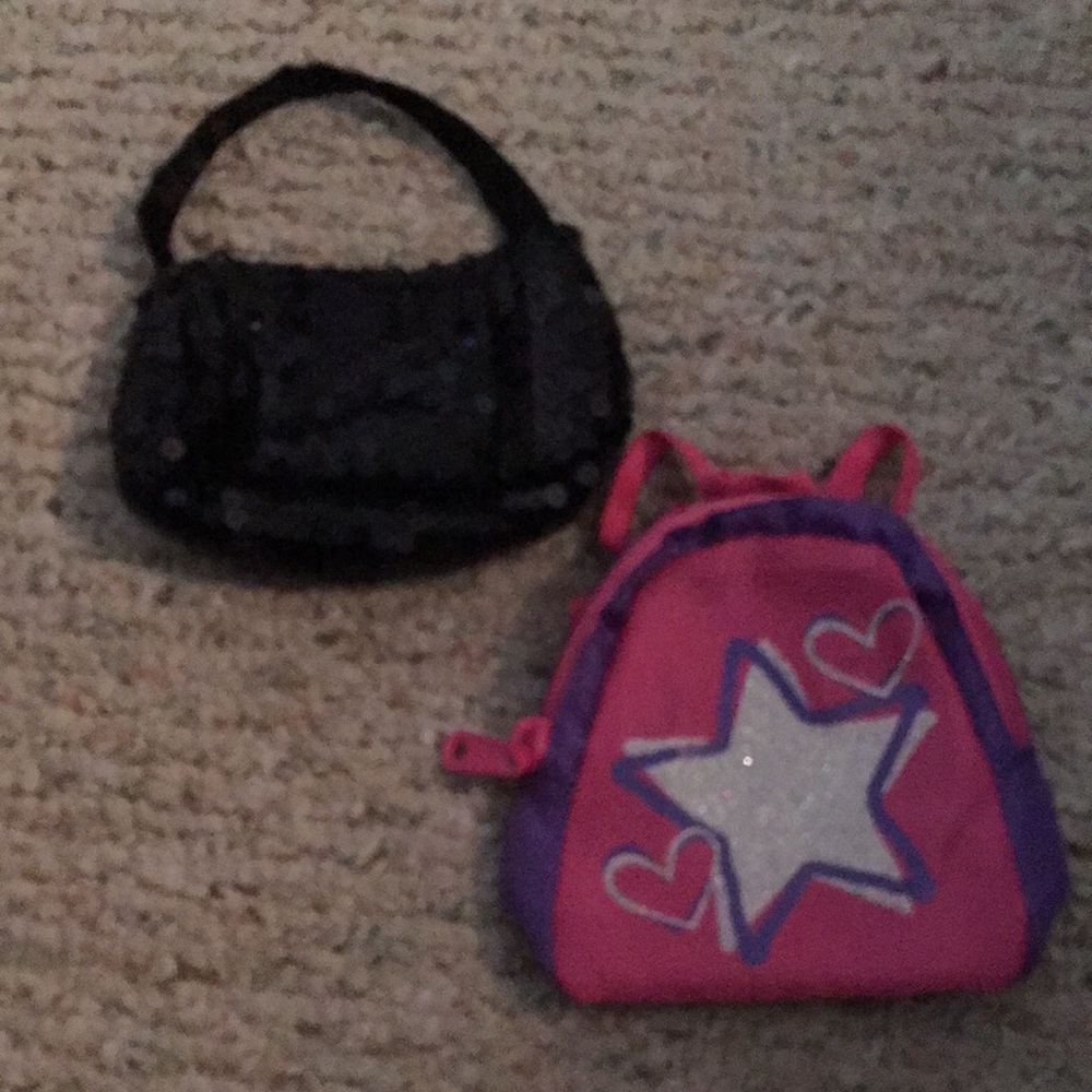 Good Condition Build a Bear Black Sequin Purse and Backpack